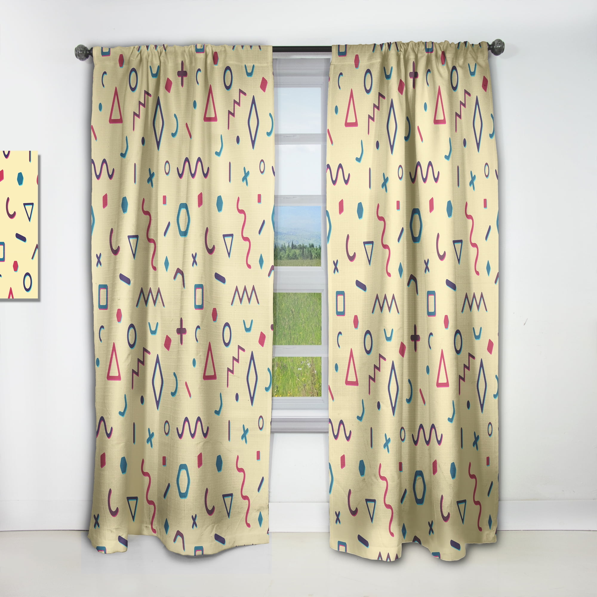 Designart 'Abstract Retro Pattern Design IX' Mid-Century Modern Curtain Panel