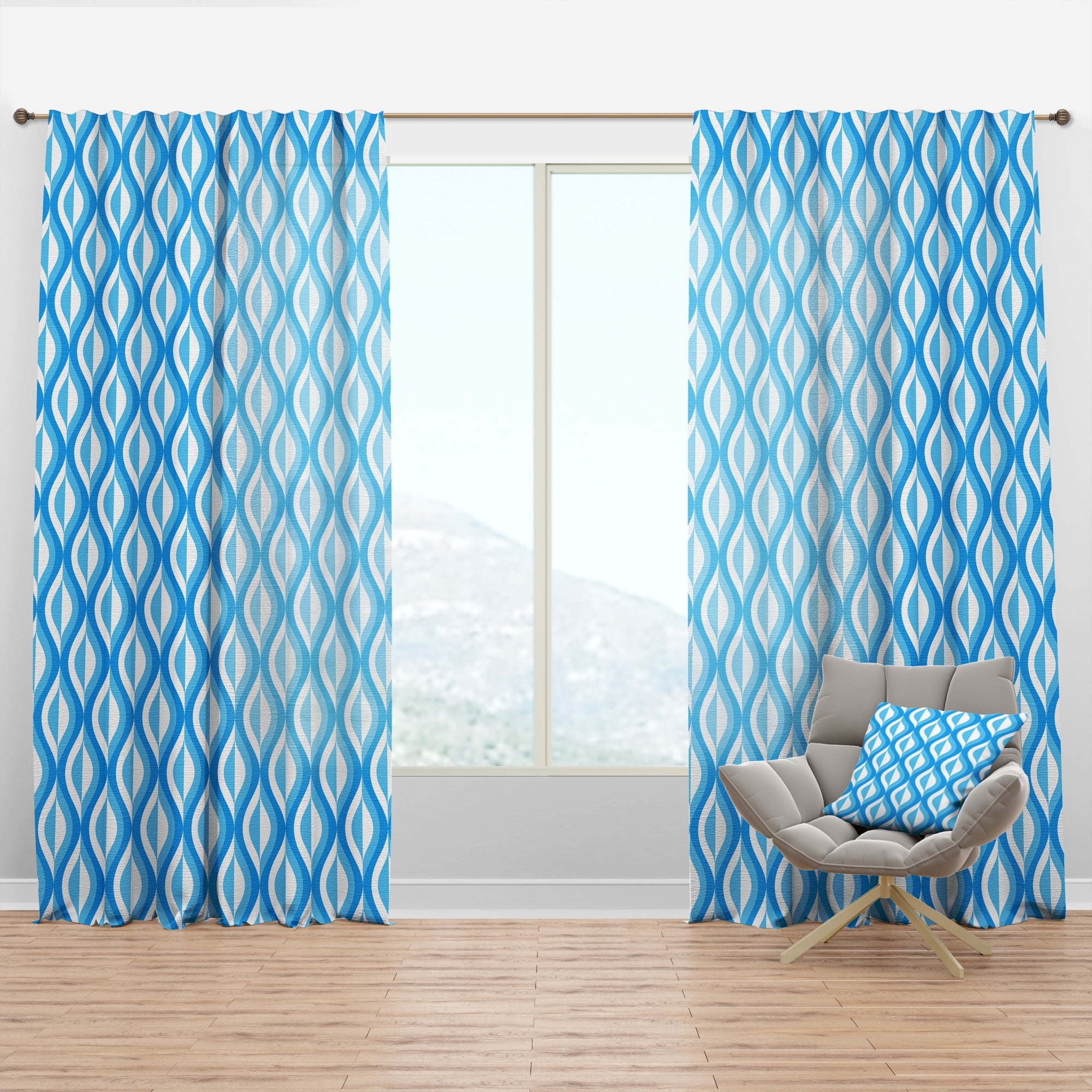 Designart 'Abstract Retro Pattern Design' Mid-Century Modern Curtain Panel