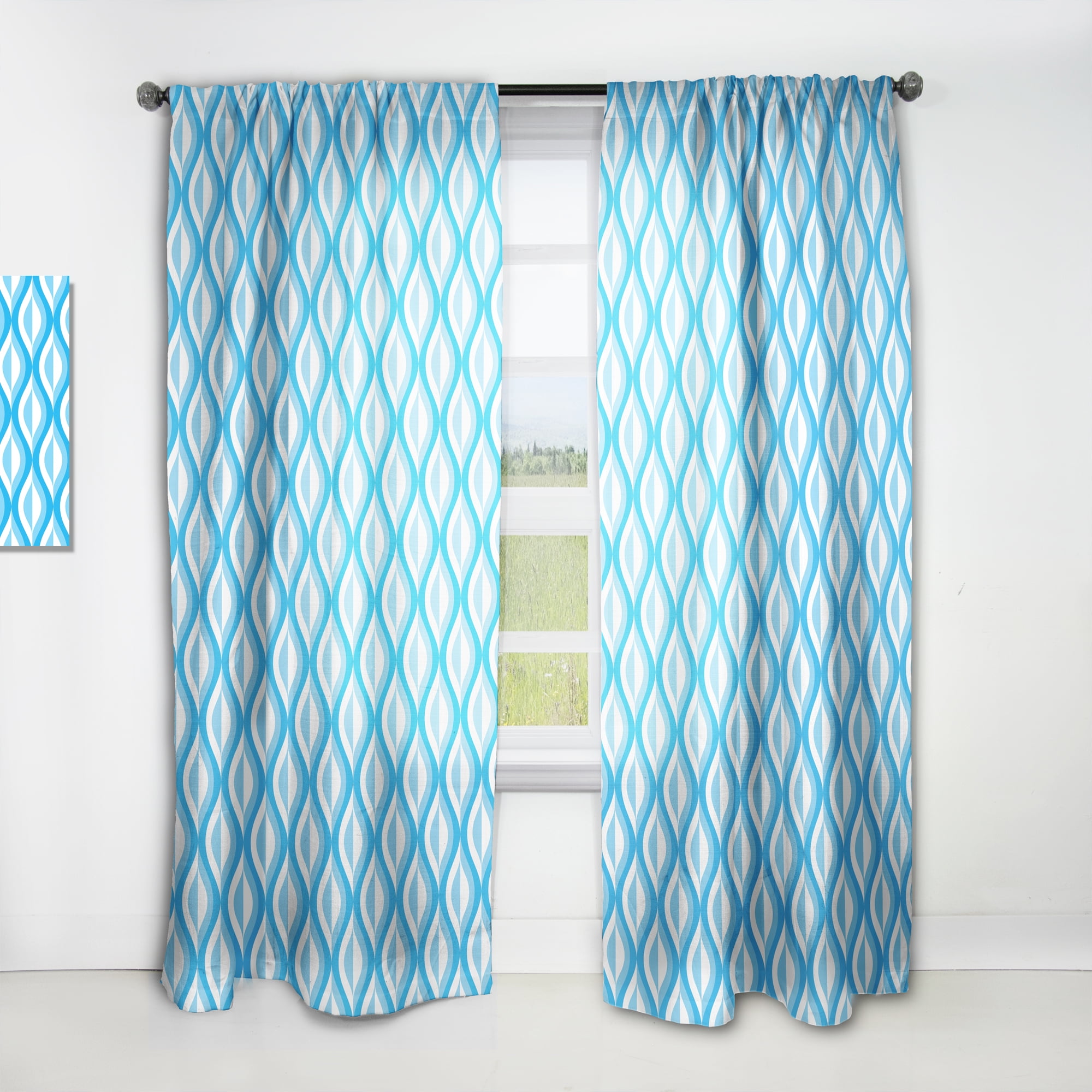 Designart 'Abstract Retro Pattern Design' Mid-Century Modern Curtain Panel