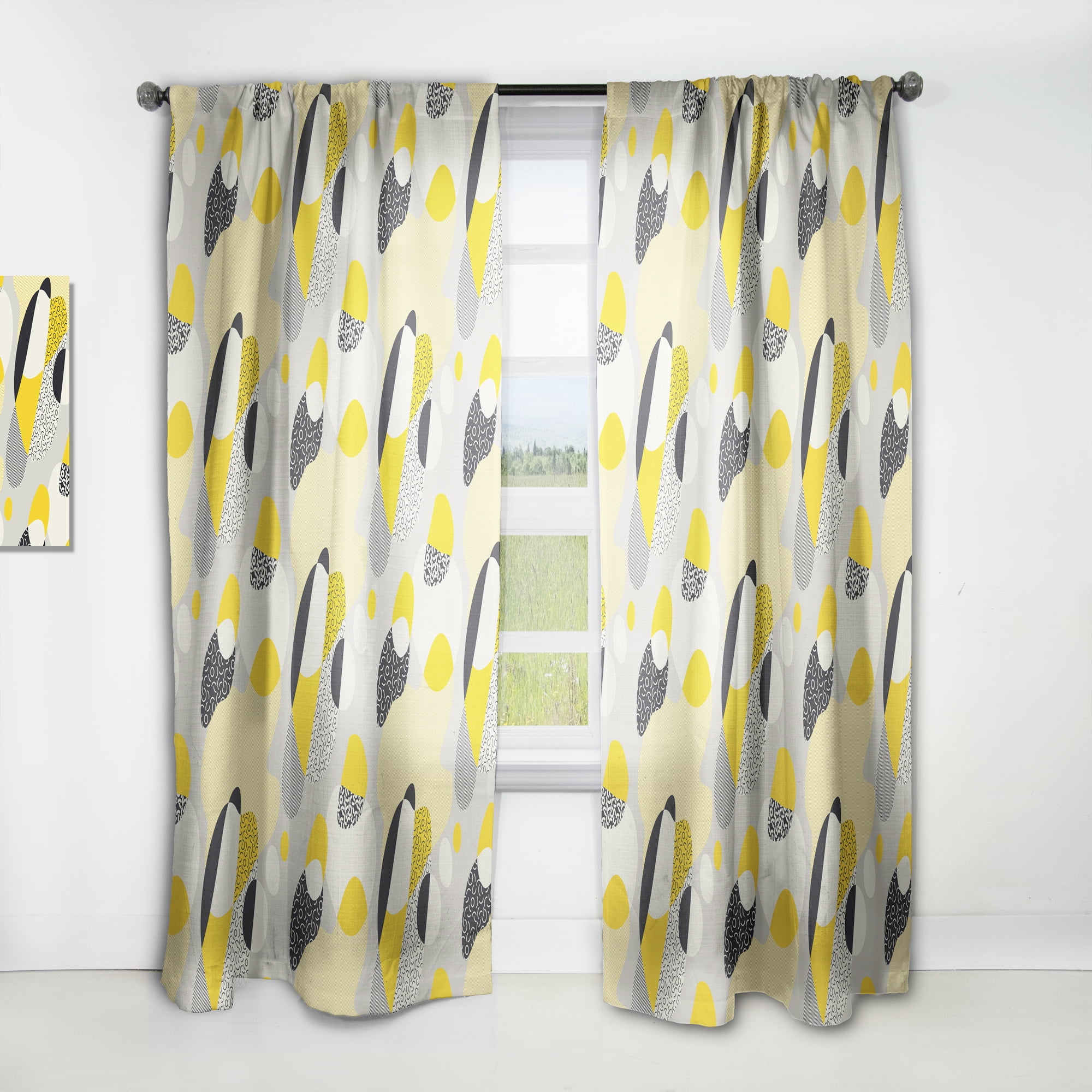 Designart 'Abstract Retro Pattern Design V' Mid-Century Modern Curtain Panel