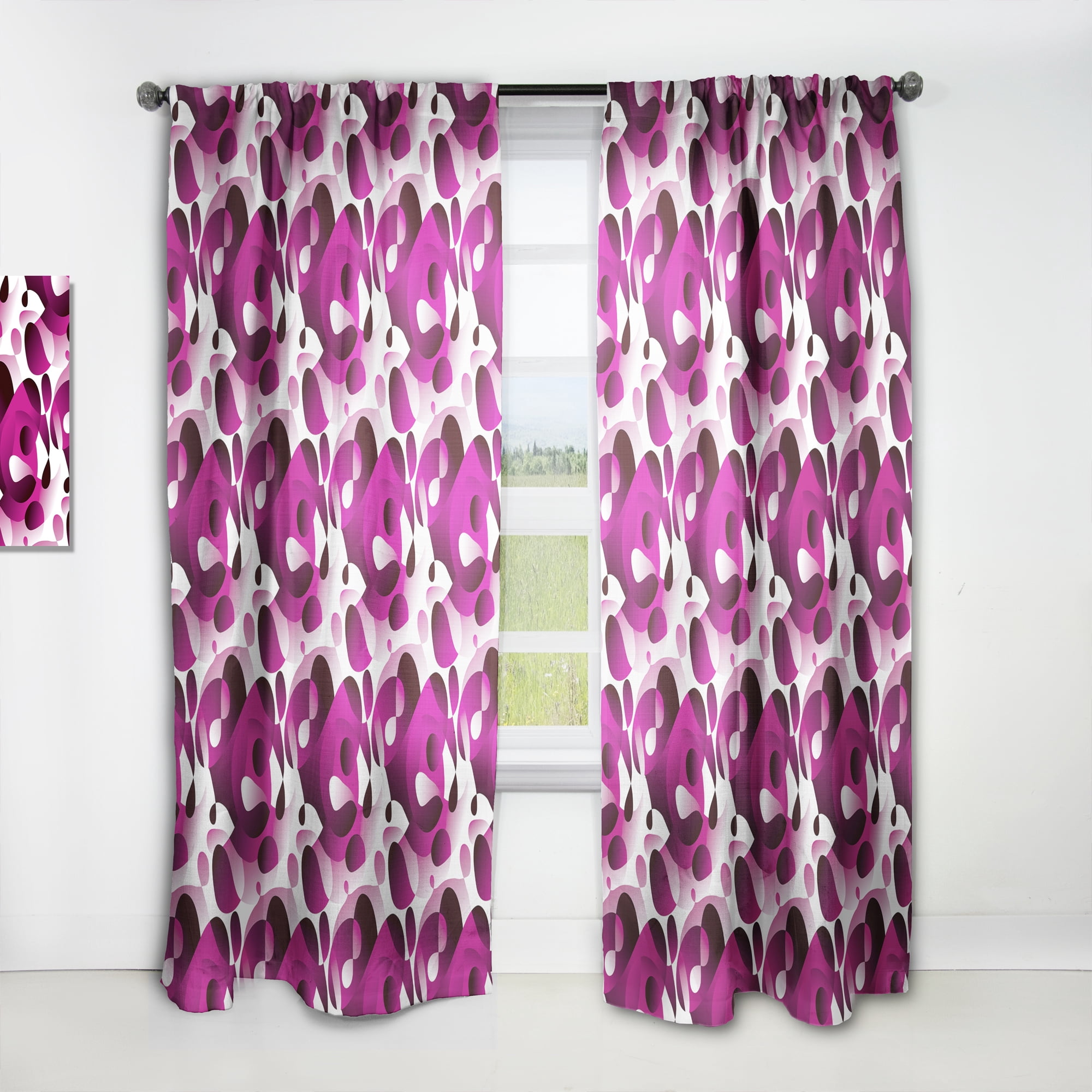 Designart 'Abstract Retro Pattern Design VI' Mid-Century Modern Curtain Panel