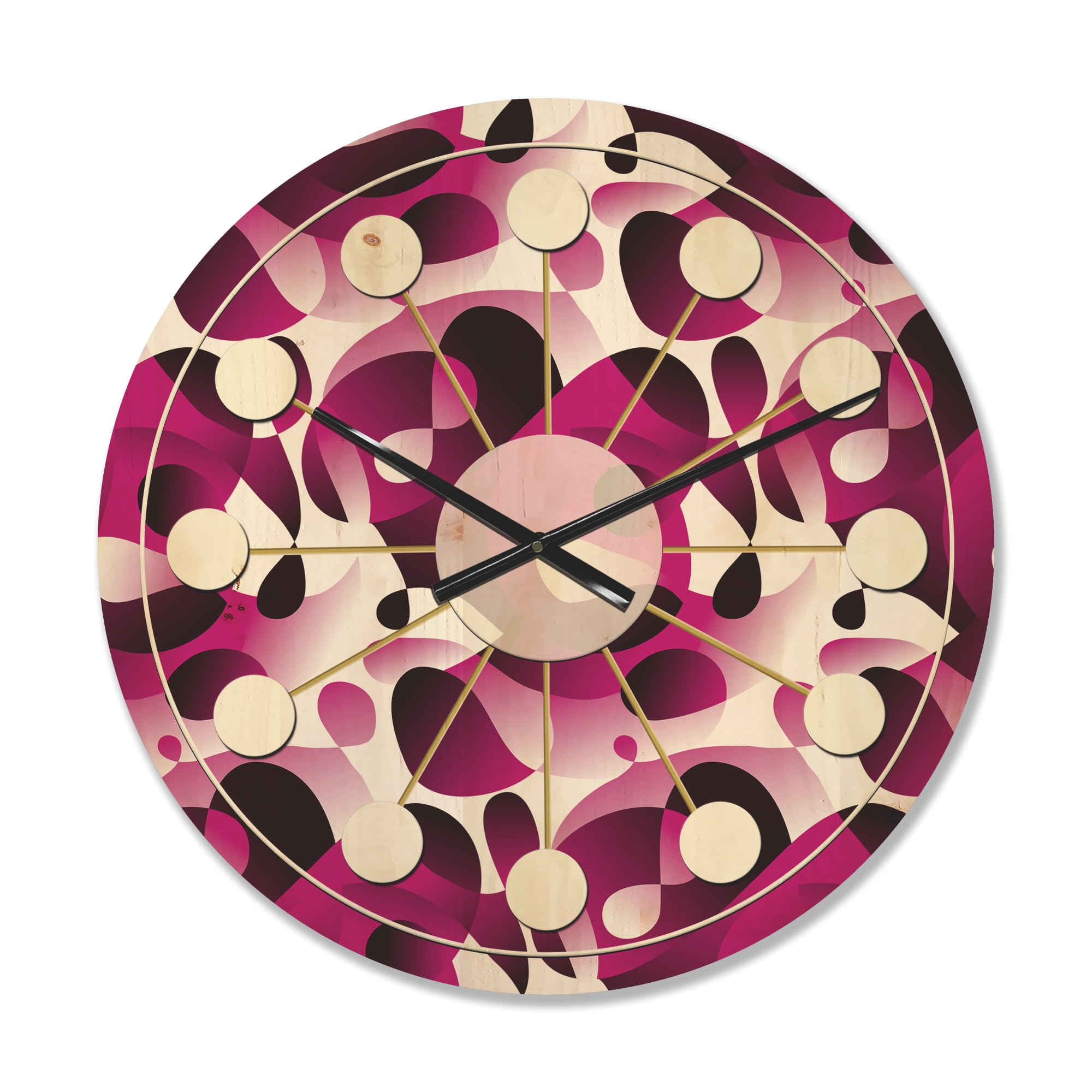 Designart 'Abstract Retro Pattern Design VI' Mid-Century Modern Wood Wall Clock