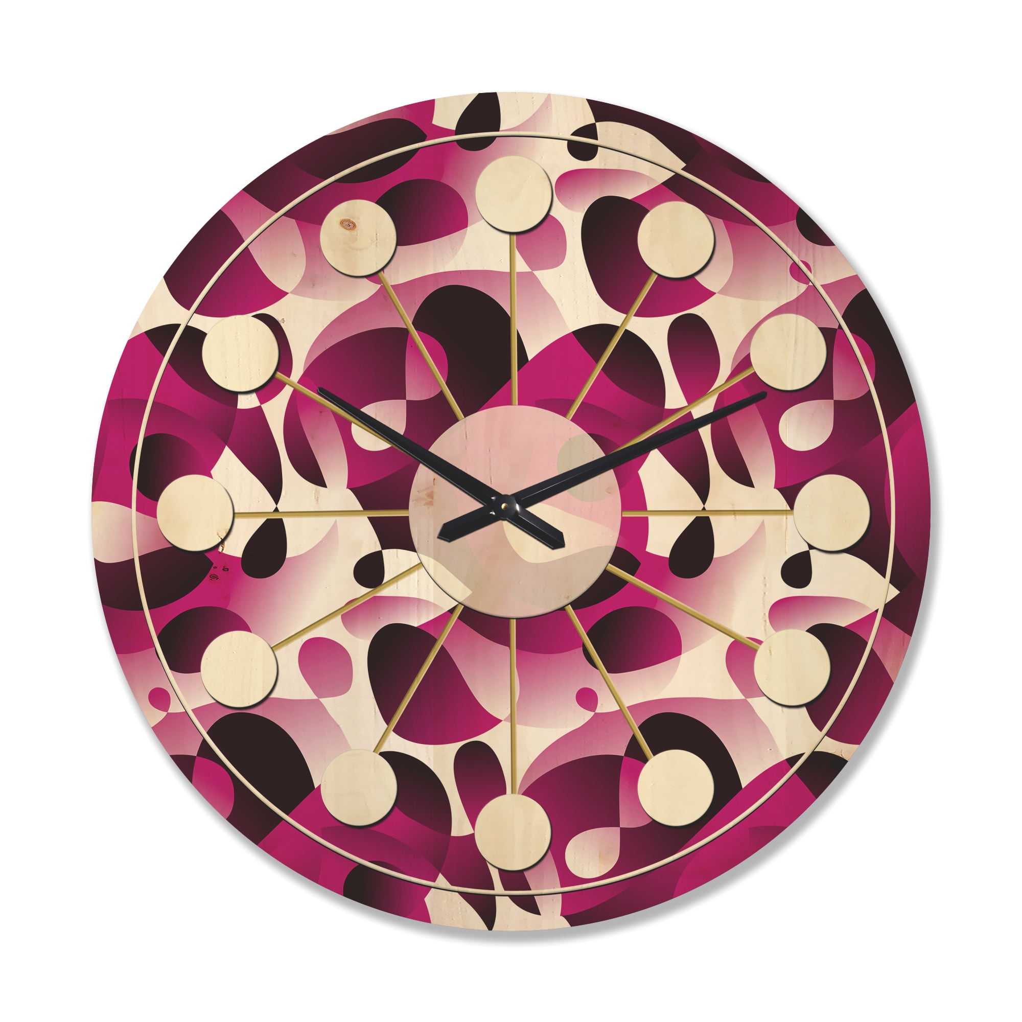 Designart 'Abstract Retro Pattern Design VI' Mid-Century Modern Wood Wall Clock