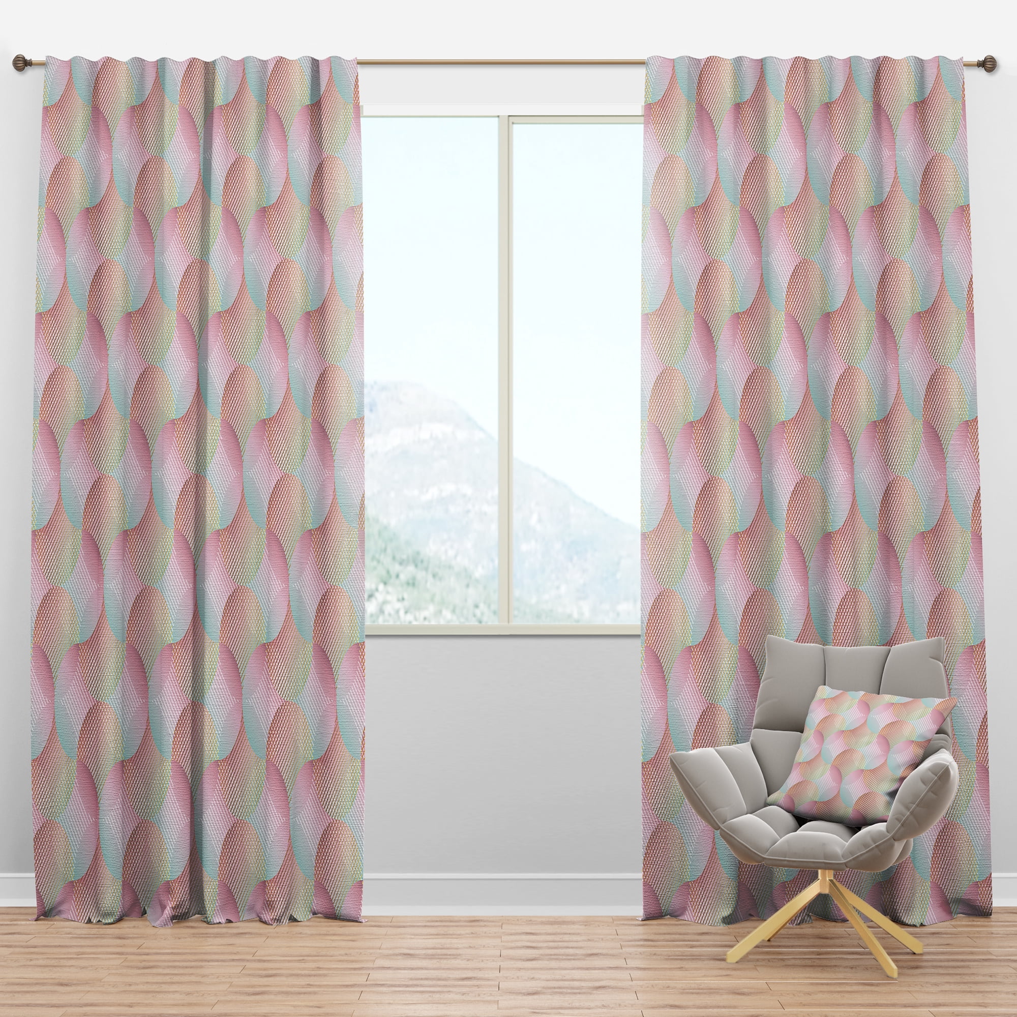 Designart 'Abstract Retro Pattern Design VII' Mid-Century Modern Blackout Curtain Panel