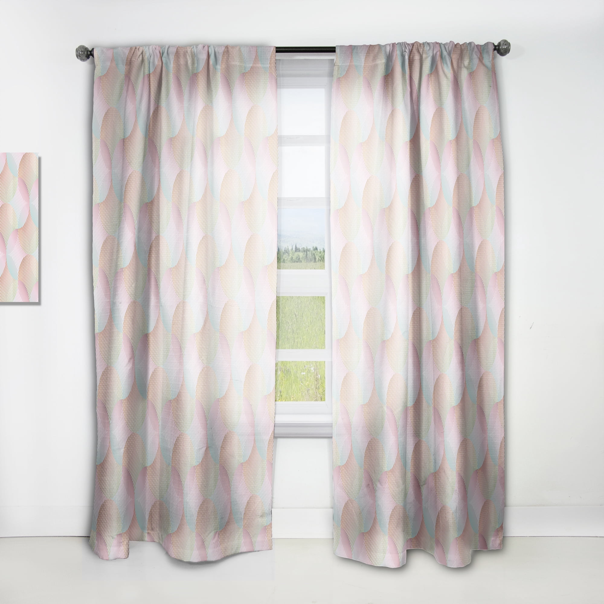 Designart 'Abstract Retro Pattern Design VII' Mid-Century Modern Curtain Panel
