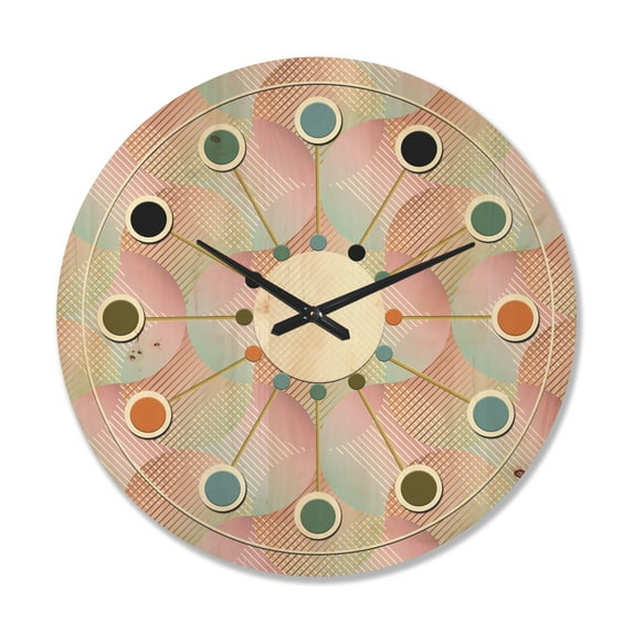Designart 'Abstract Retro Pattern Design VII' Mid-Century Modern Wood Wall Clock