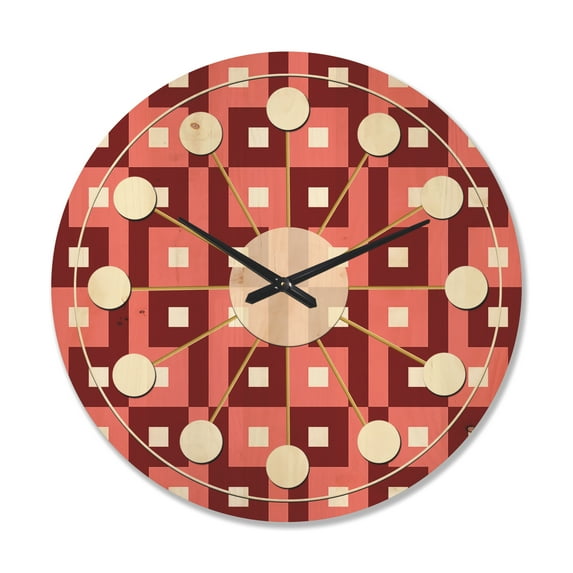 Designart 'Abstract Retro Pattern Design VIII' Mid-Century Modern Wood Wall Clock