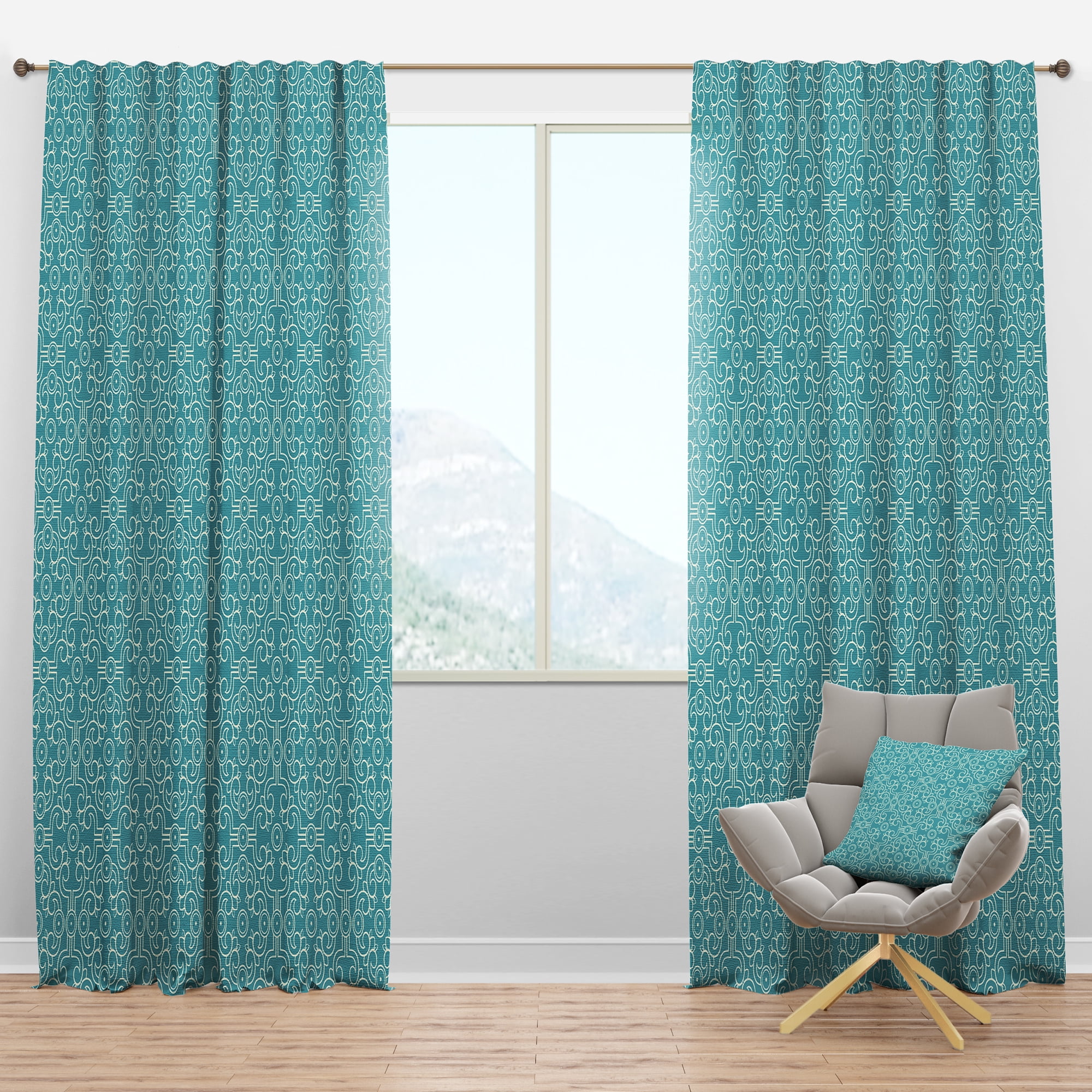 Designart 'Abstract Retro Pattern Design X' Mid-Century Modern Blackout Curtain Panel