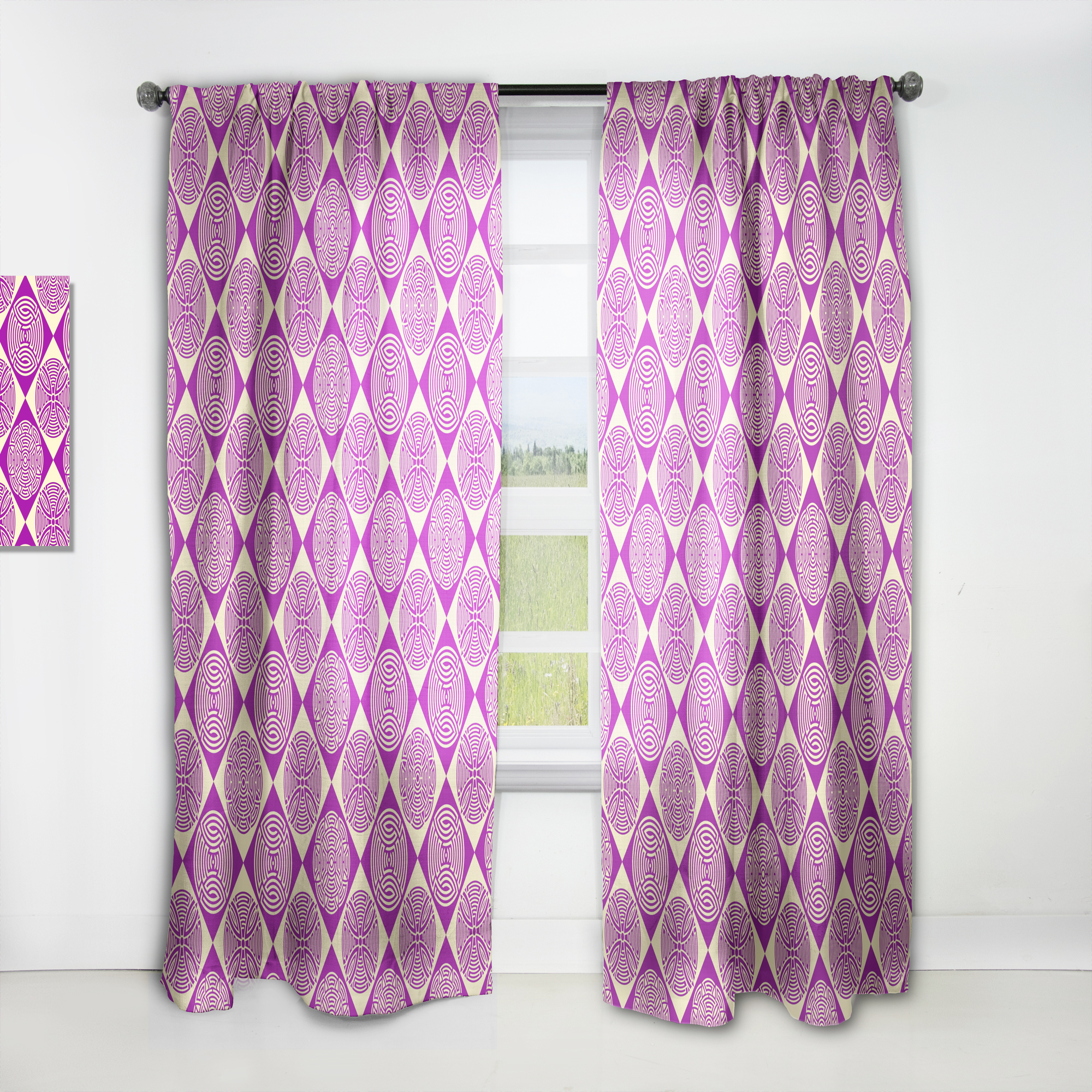 Designart 'Abstract Retro Pattern Design XI' Mid-Century Modern Curtain Panel