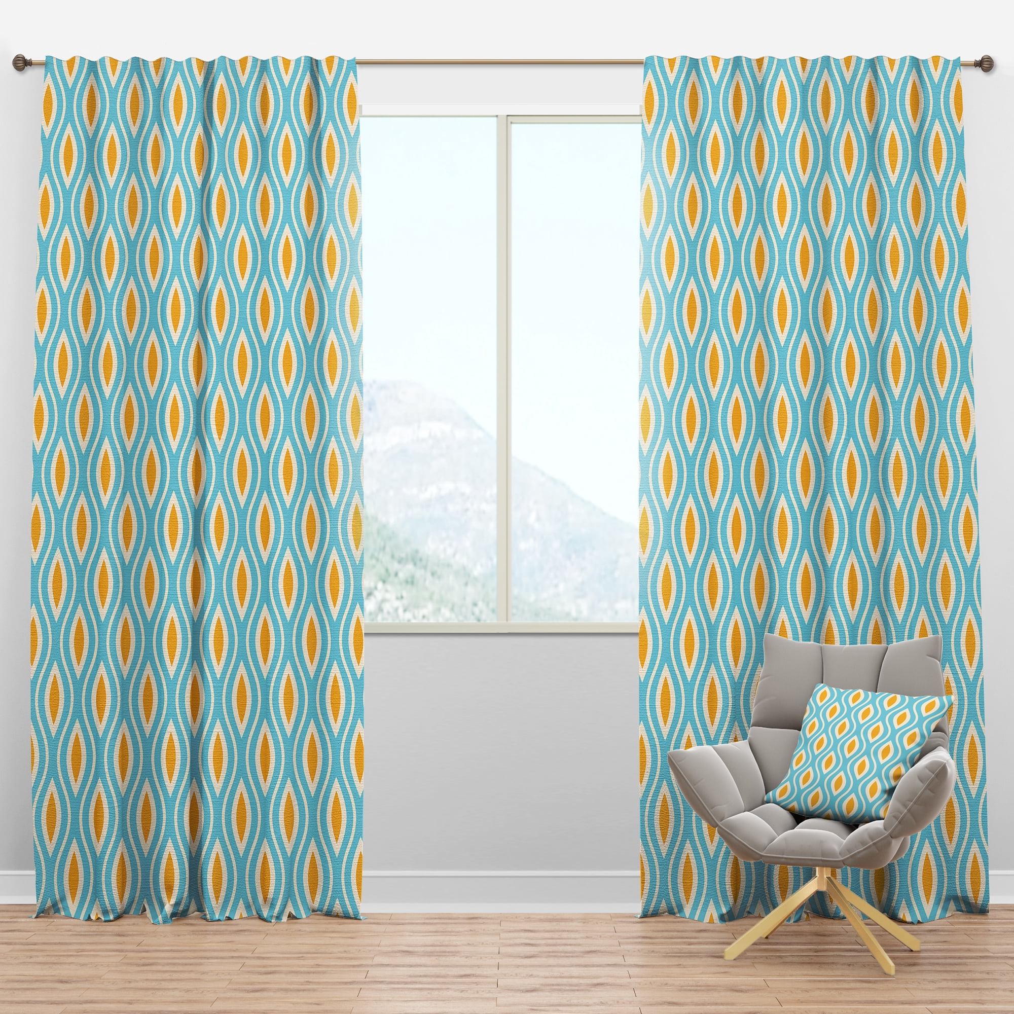 Designart 'Abstract Retro Pattern Design XII' Mid-Century Modern Blackout Curtain Panel