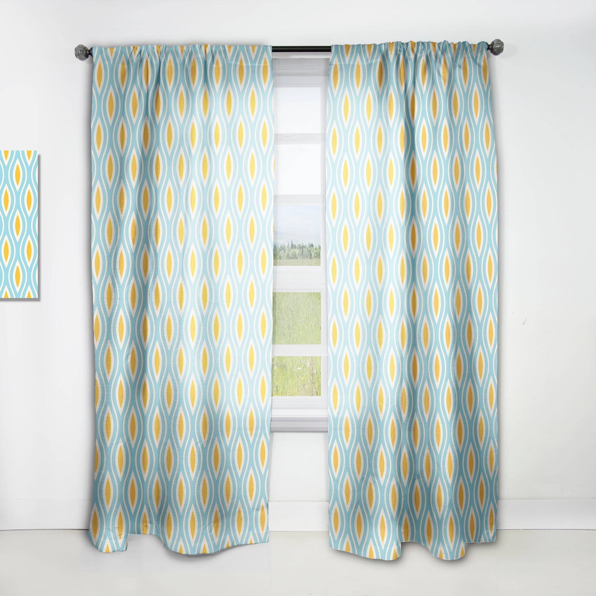 Designart 'Abstract Retro Pattern Design XII' Mid-Century Modern Curtain Panel
