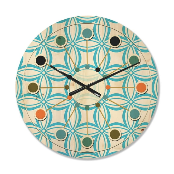 Designart 'Abstract Retro Pattern Design XIII' Mid-Century Modern Wood Wall Clock