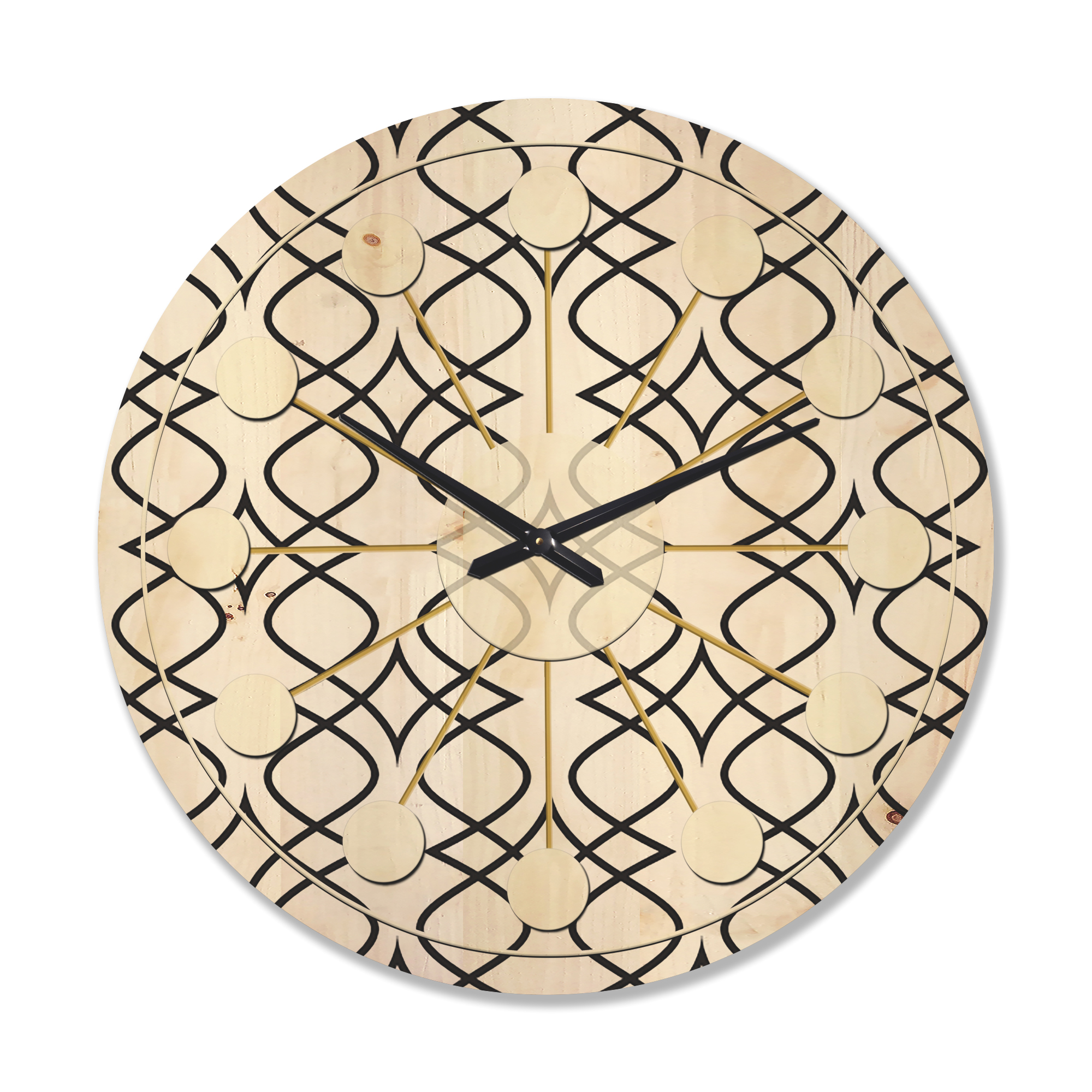 Designart 'Abstract Retro Pattern Design XIV' Mid-Century Modern Wood Wall Clock