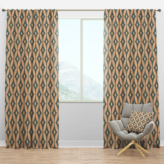 Designart 'Abstract Retro Pattern Design XV' Mid-Century Modern Blackout Curtain Panel