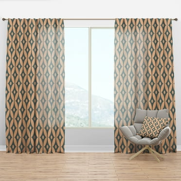 Designart 'Abstract Retro Pattern Design XV' Mid-Century Modern Curtain Panel
