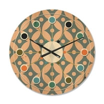 Designart 'Abstract Retro Pattern Design XV' Mid-Century Modern Wood Wall Clock