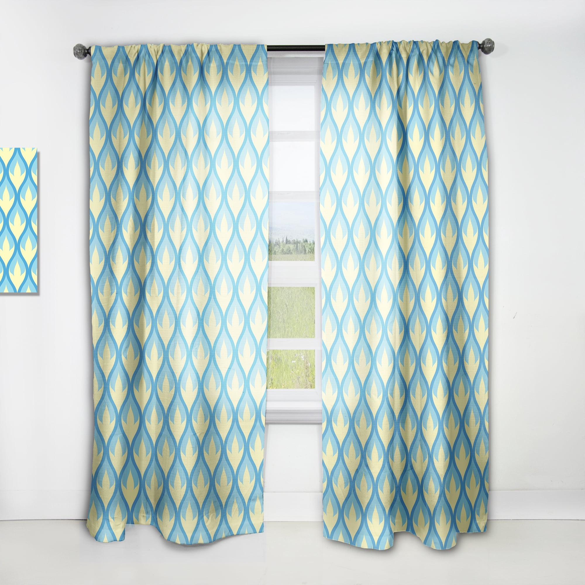 Designart 'Abstract Retro Pattern Design XVII' Mid-Century Modern Curtain Panel