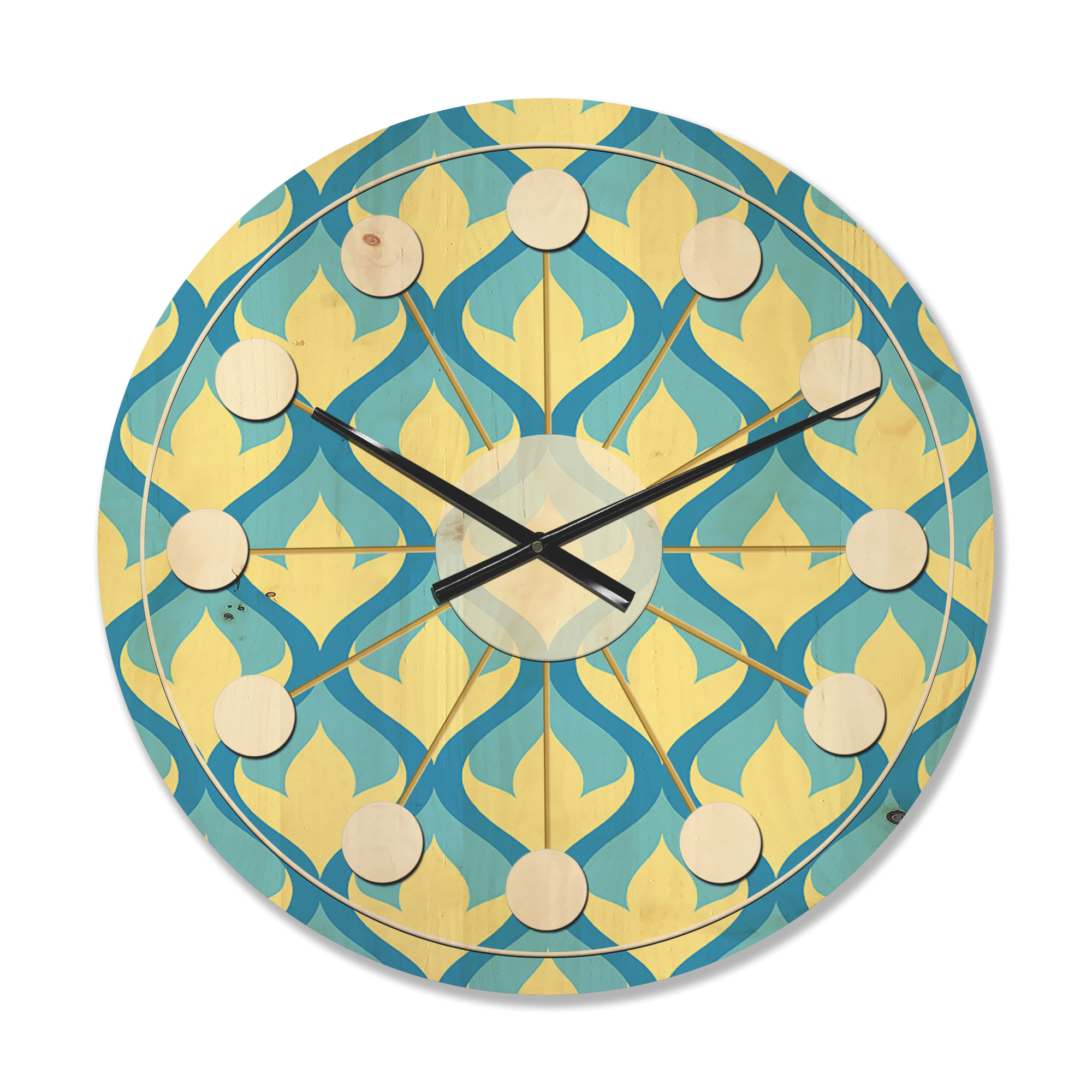 Designart 'Abstract Retro Pattern Design XVII' Mid-Century Modern Wood Wall Clock