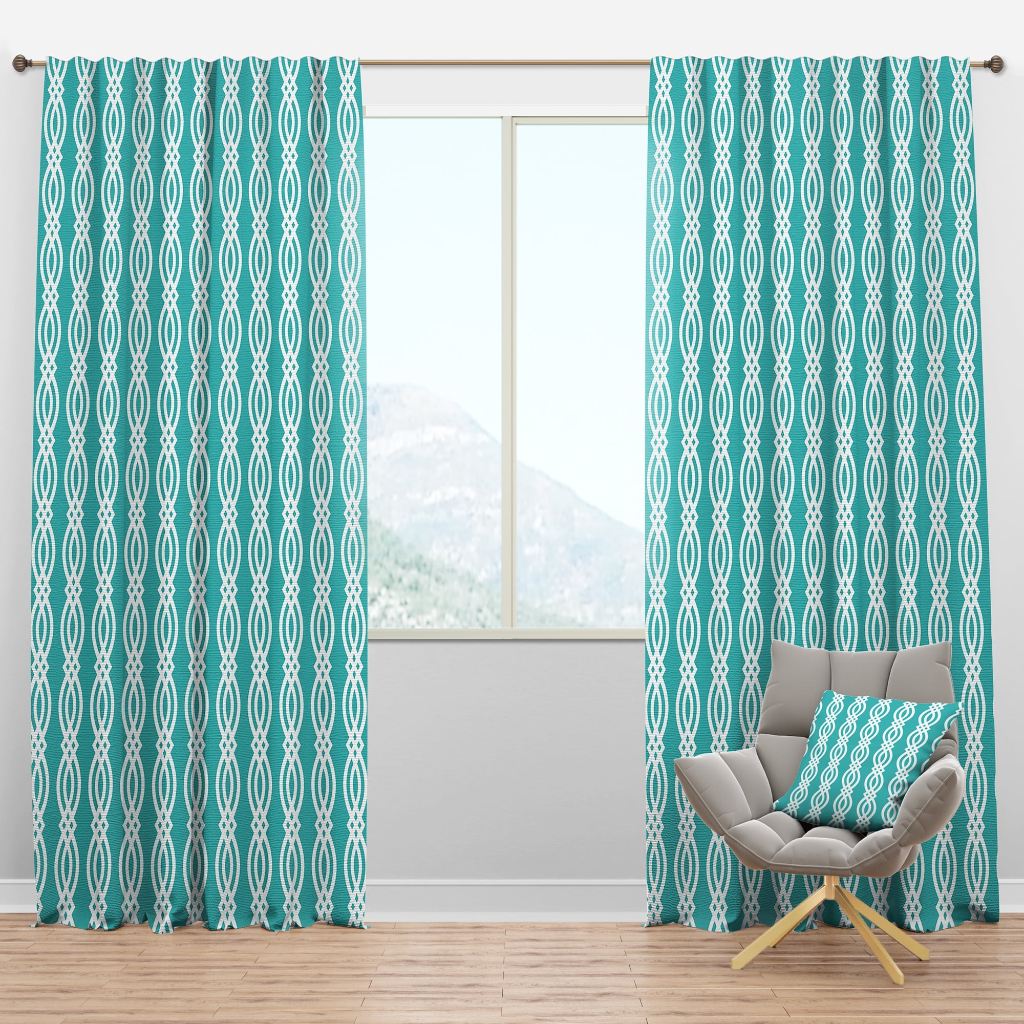 Designart 'Abstract Retro Pattern Design XVIII' Mid-Century Modern Blackout Curtain Panel