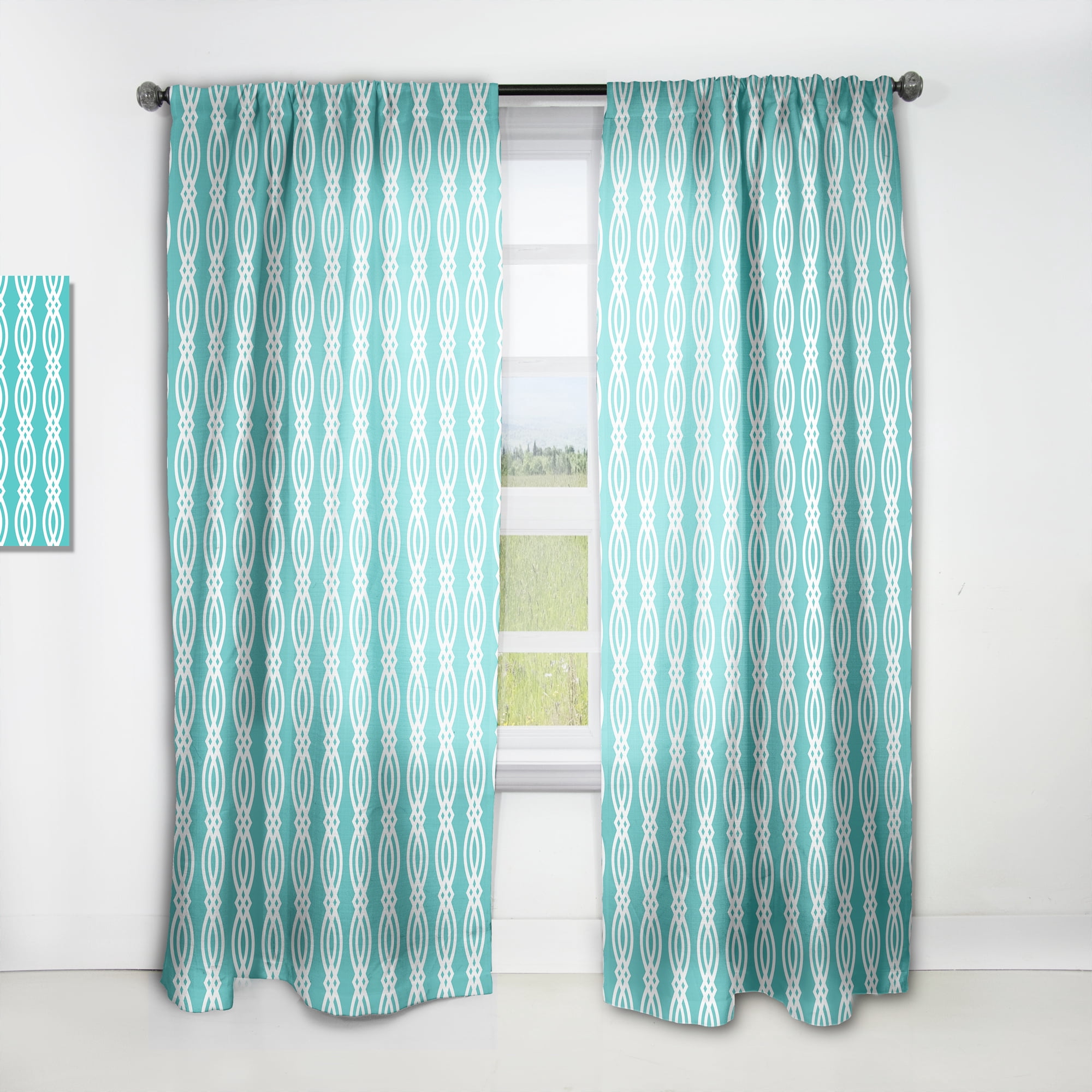 Designart 'Abstract Retro Pattern Design XVIII' Mid-Century Modern Curtain Panel