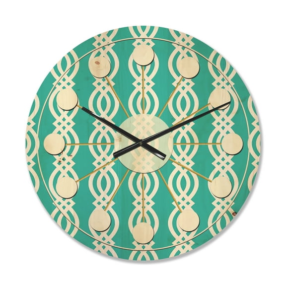 Designart 'Abstract Retro Pattern Design XVIII' Mid-Century Modern Wood Wall Clock