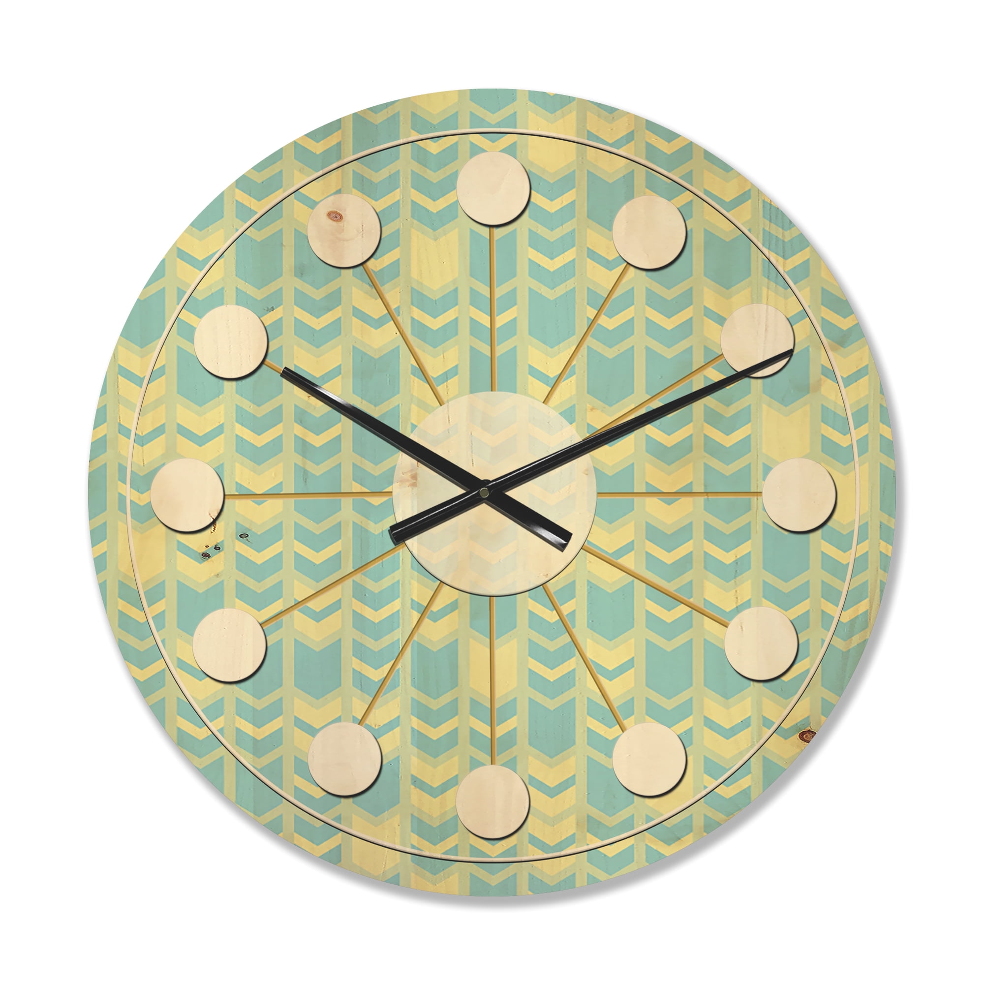 Designart 'Abstract Retro Pattern Design XX' Mid-Century Modern Wood Wall Clock