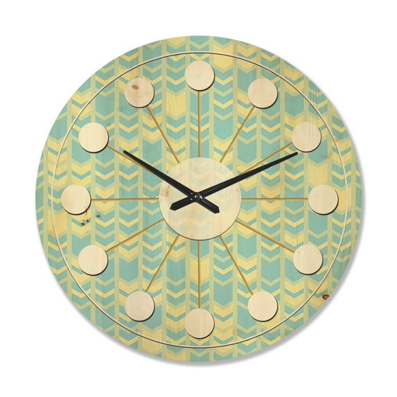 Designart 'Abstract Retro Pattern Design XX' Mid-Century Modern Wood Wall Clock
