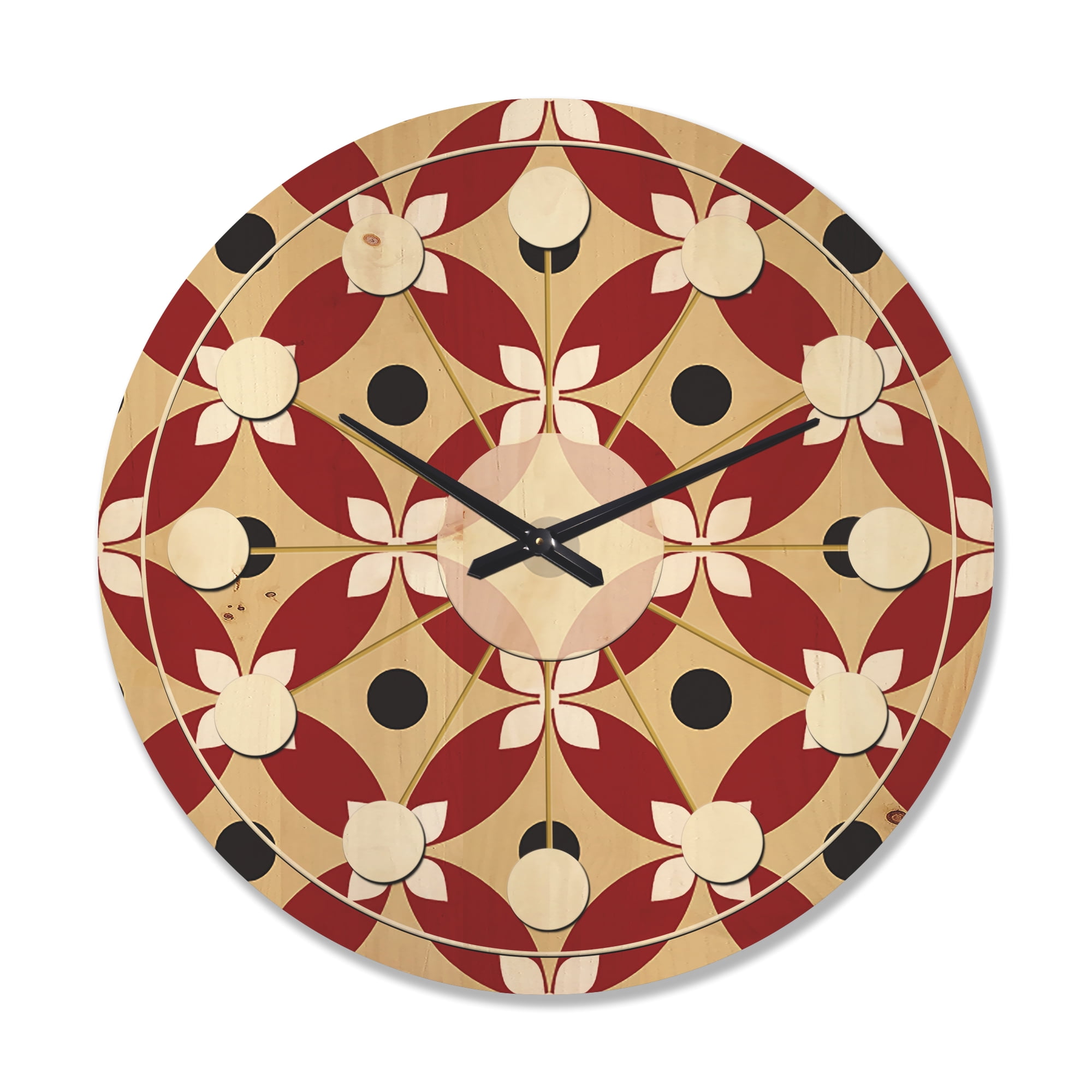 Designart 'Abstract Retro Pattern Design XXII' Mid-Century Modern Wood Wall Clock