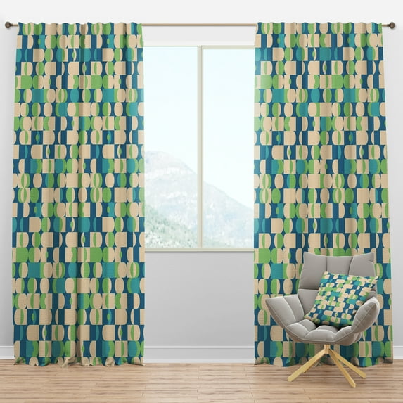 Designart 'Abstract Retro Pattern I' Mid-Century Modern Blackout Curtain Panel