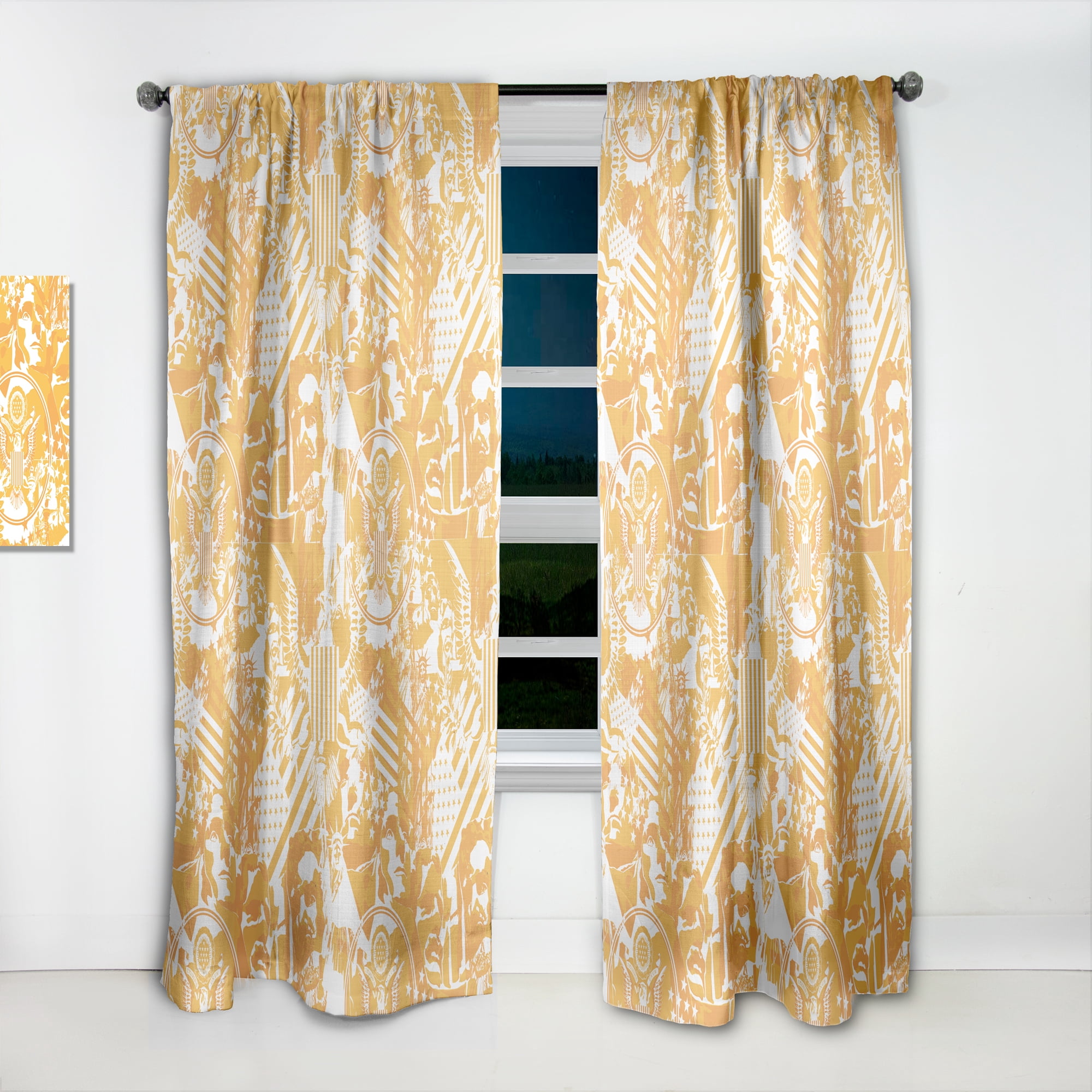 Designart 'Abstract Retro US Statue Of Liberty Eagle' Americana Blackout Curtain Panel