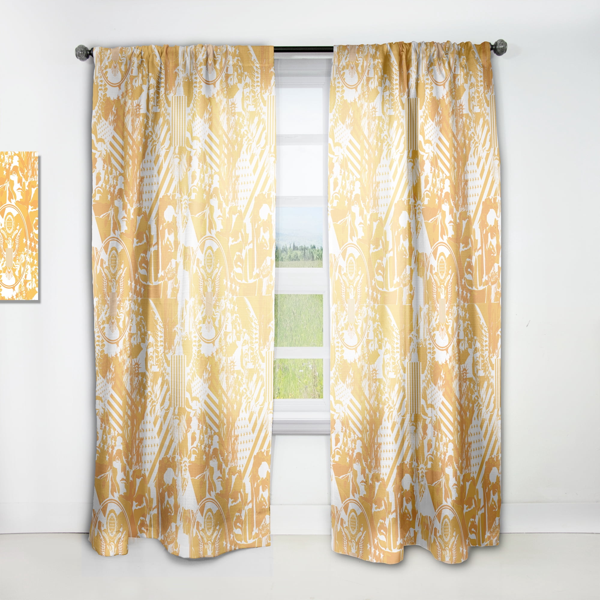 Designart 'Abstract Retro US Statue Of Liberty Eagle' Americana Curtain Panel