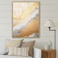 thumbnail image 1 of Designart "Abstract River In Minimal Gold And Beige V" Northern Lights Floater Framed Wall Art Living Room, 1 of 5