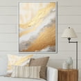 thumbnail image 1 of Designart "Abstract River In Minimal Gold And Beige V" Northern Lights Floater Framed Wall Art Living Room, 1 of 5