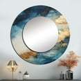 thumbnail image 1 of Designart "Abstract River in White, Blue, and Gold I" Northern Lights Beige Large Round Mirror - Round Bedroom Mirror Wall Decor - Traditional Round Printed Mirror - 23" x 23", 1 of 6