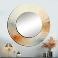 thumbnail image 1 of Designart "Abstract River in White, Blue, and Gold I" Northern Lights Rund Mirror For Wall Decor - Large Beige Round Printed Mirror -Traditional Round Living Room Mirror - 36" x 36", 1 of 6