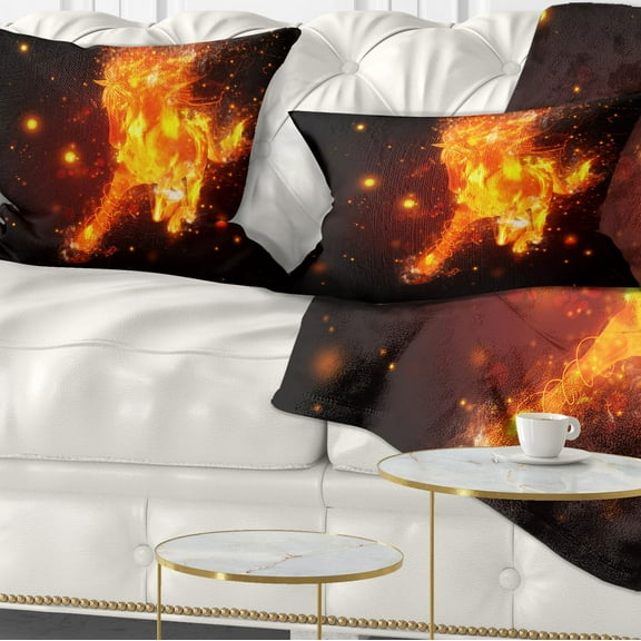 Designart Abstract Running Fire Horse - Animal Throw Pillow - 12x20