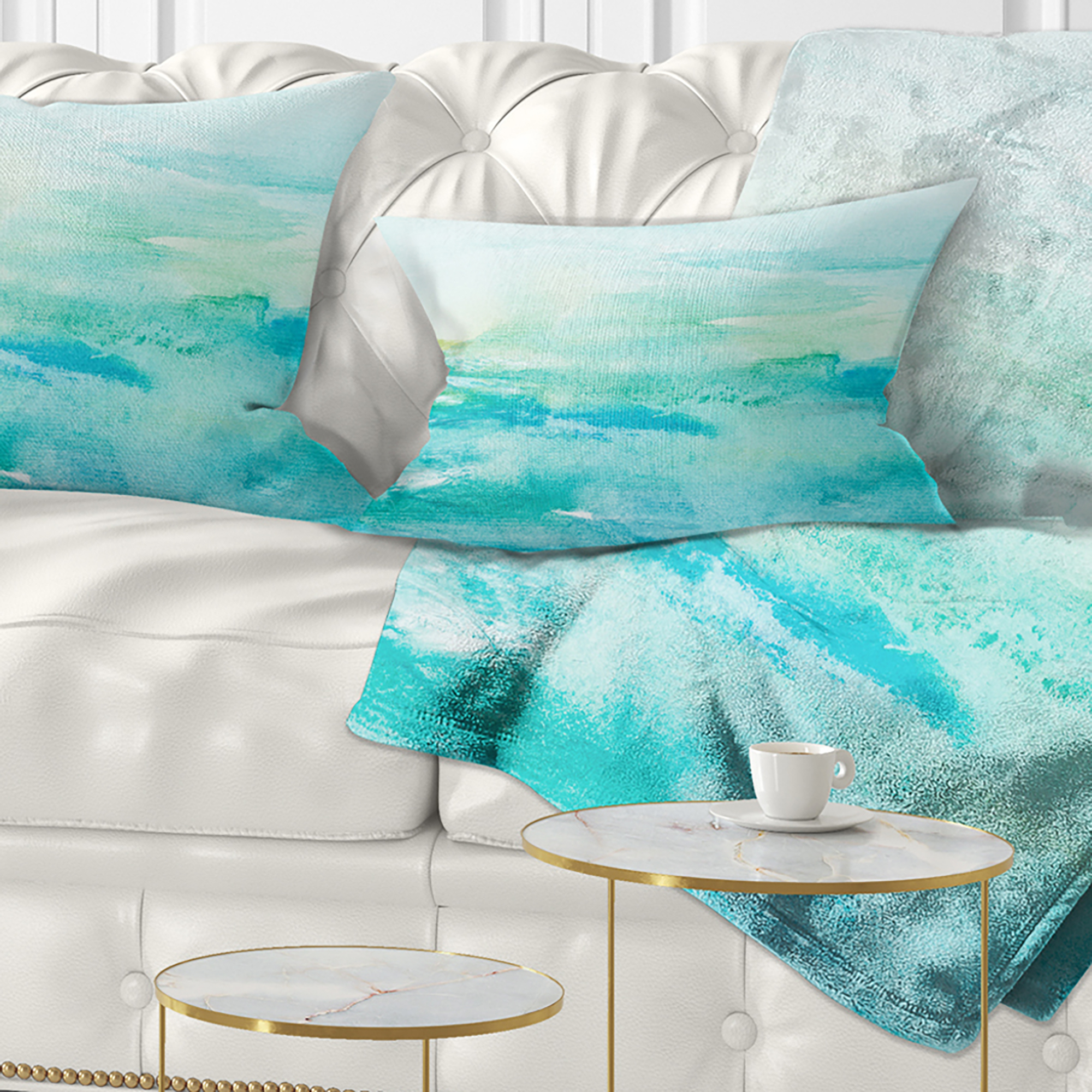 Designart Abstract Sea Close up - Abstract Throw Pillow - 12x20