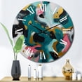 thumbnail image 1 of Designart "Abstract Serenity in Turquoise and Pink I" Abstract Oversized Wall Clock, 1 of 5