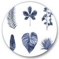 thumbnail image 1 of Designart 'Abstract Set Of Plant Leaves Blue' Traditional Circle Metal Wall Art 36x36 - Disc of 36, 1 of 5