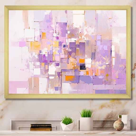 Designart "Abstract Shades Of Pink And Purple I" Abstract Shapes Picture Framed Canvas Prints