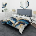 thumbnail image 1 of Designart "Abstract Shape in Golden and Blue Marble III" Animals Bedding Covert Set - Abstract Marble Blue Abstract Bed Set With 2 Shams, 1 of 6