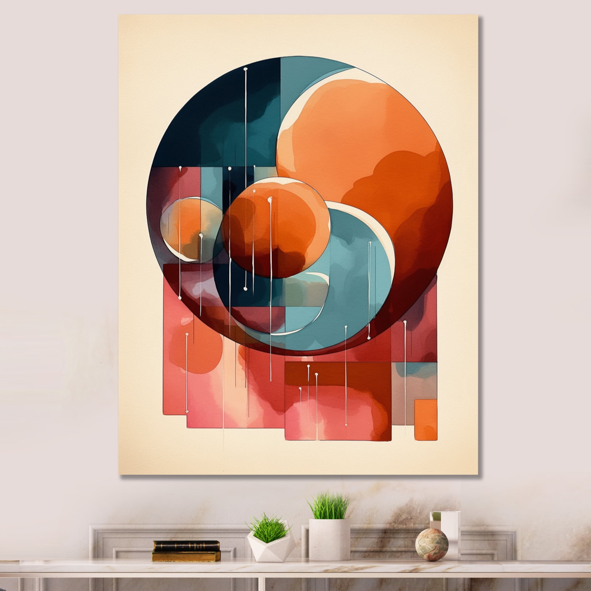 Designart abstract shapes and line artwork i abstract wall art for