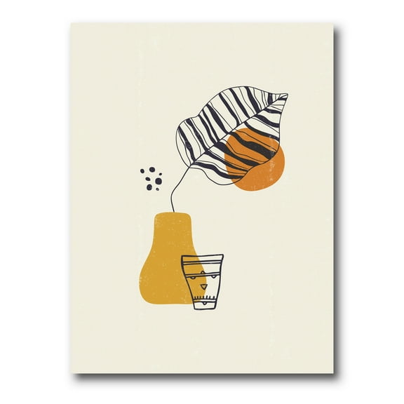 Designart ' Abstract Shapes Botanical Minimalist Leaf ' Modern Canvas Wall Art Print