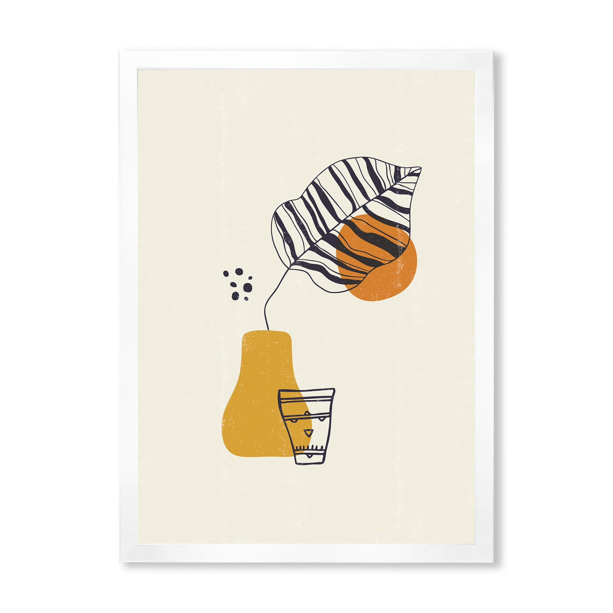 Designart 'Abstract Shapes Botanical Minimalist Leaf' Modern Framed Art Print