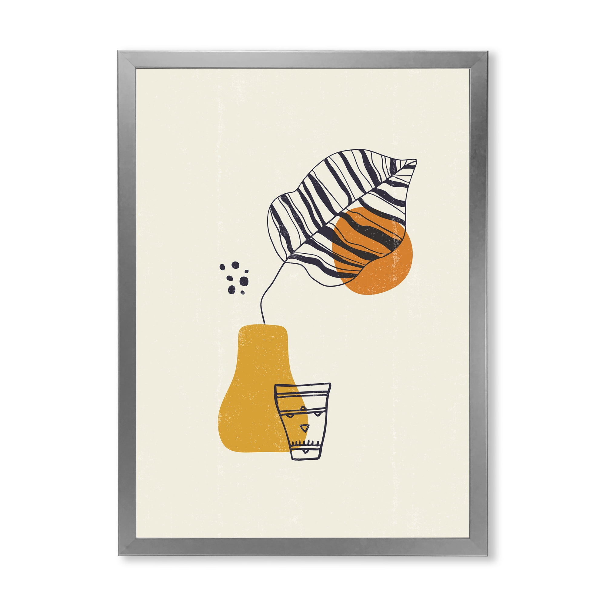 Designart 'Abstract Shapes Botanical Minimalist Leaf' Modern Framed Art Print