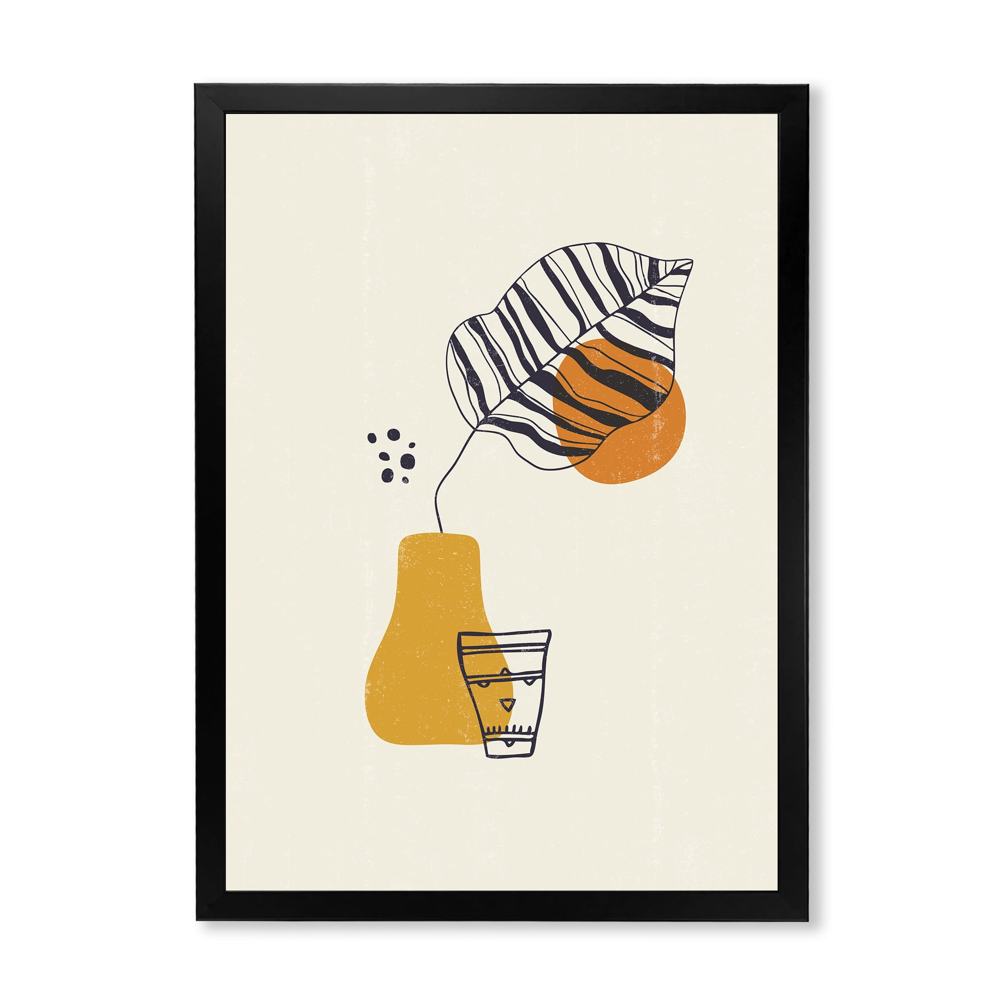 Designart 'Abstract Shapes Botanical Minimalist Leaf' Modern Framed Art Print