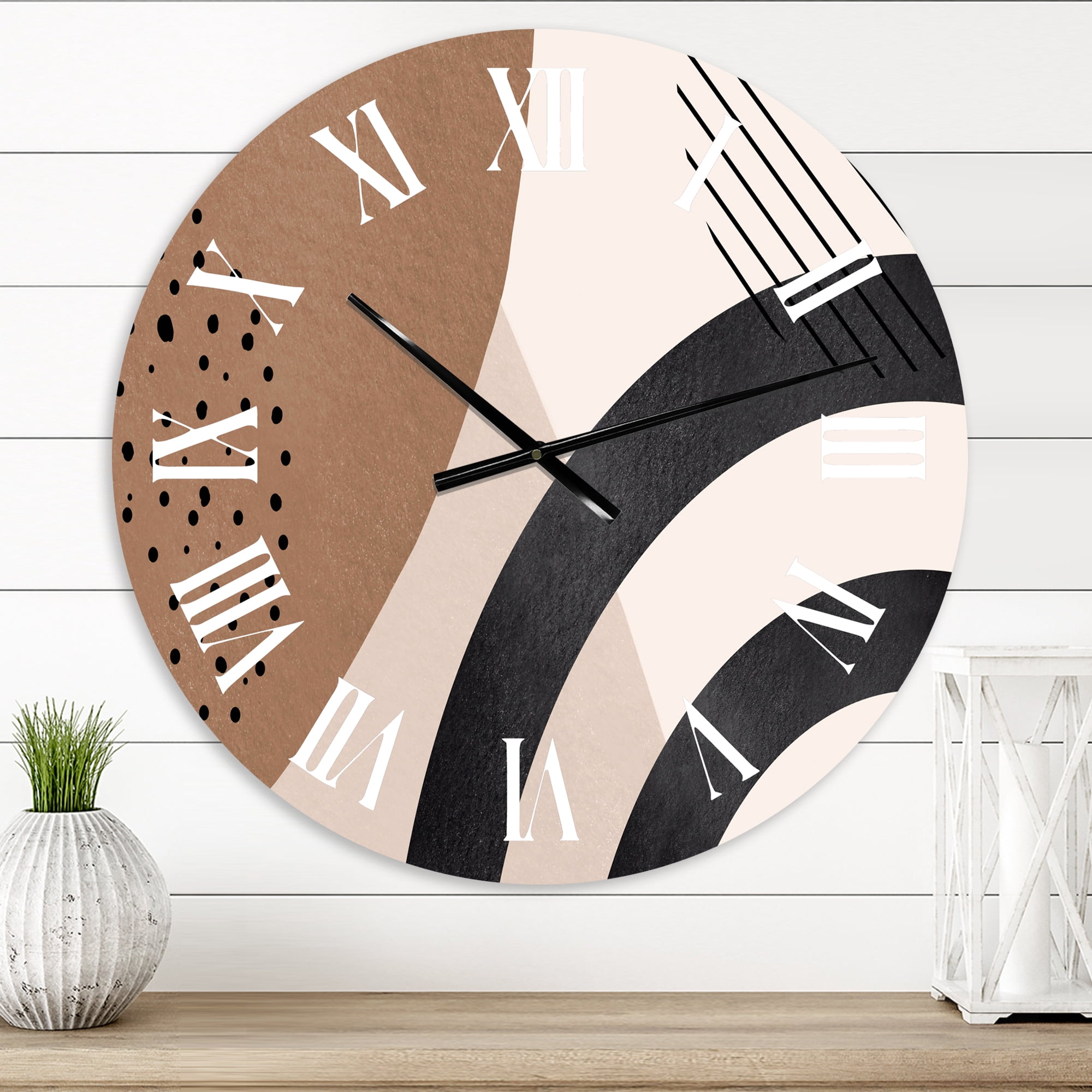 Designart 'Abstract Shapes In Terracotta And Ivory Shapes Iii' Modern Wall Clock