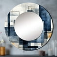 thumbnail image 1 of Designart "Abstract Shapes With Indigo Illusion" Abstract Shapes Rund Mirror For Wall Decor - Large Grey Round Printed Mirror -Modern Round Living Room Mirror - 23" x 23", 1 of 6
