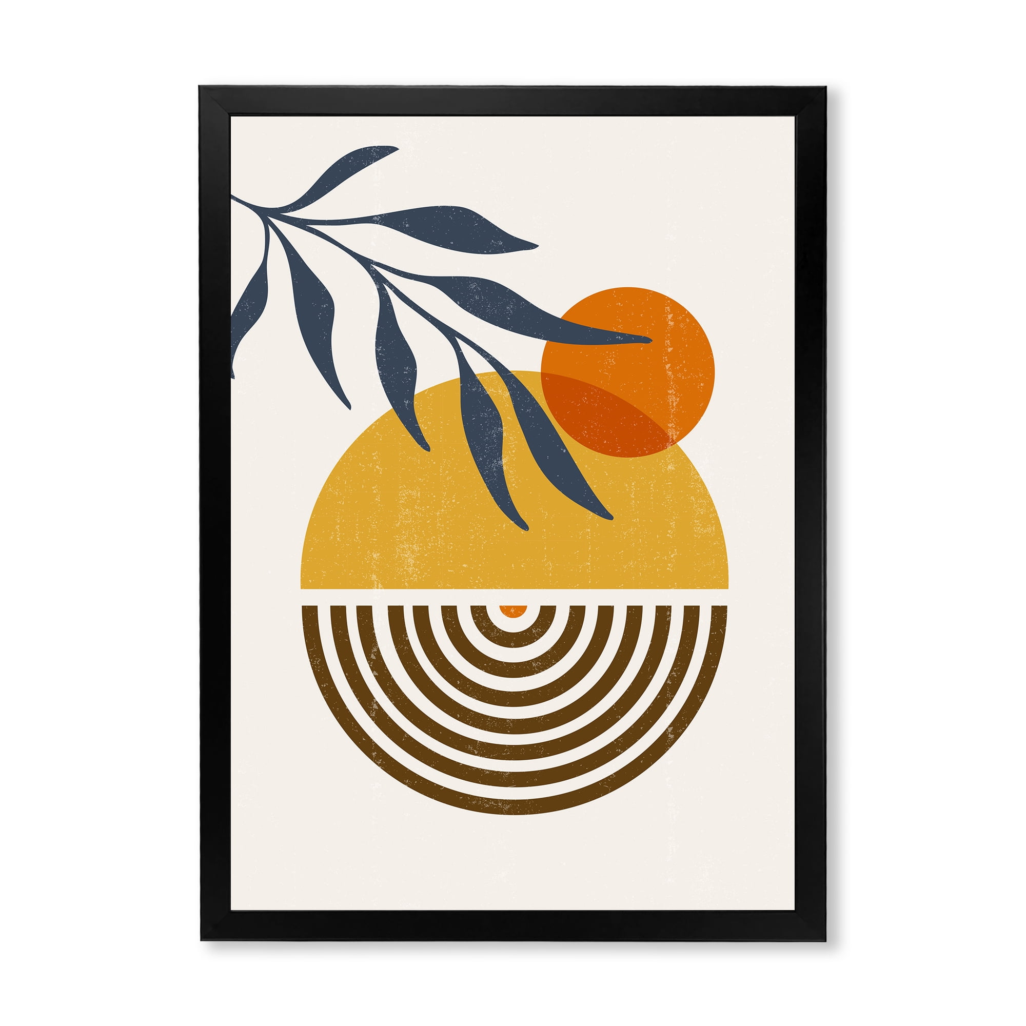 Designart 'Abstract Shapes With Botanical Minimalist Leaf IV' Modern Framed Art Print