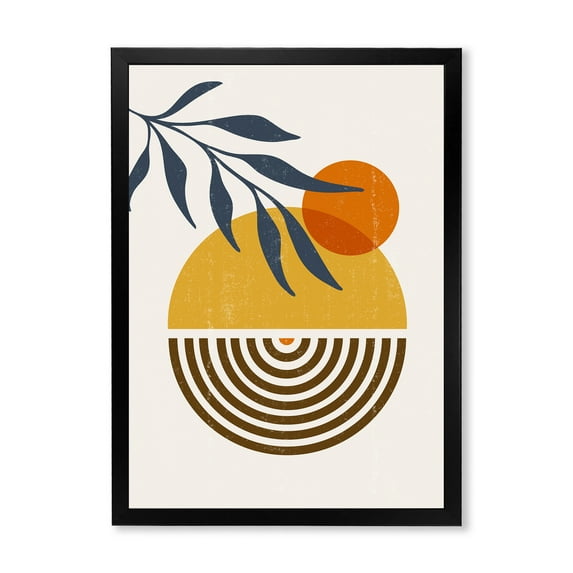 Designart 'Abstract Shapes With Botanical Minimalist Leaf IV' Modern Framed Art Print